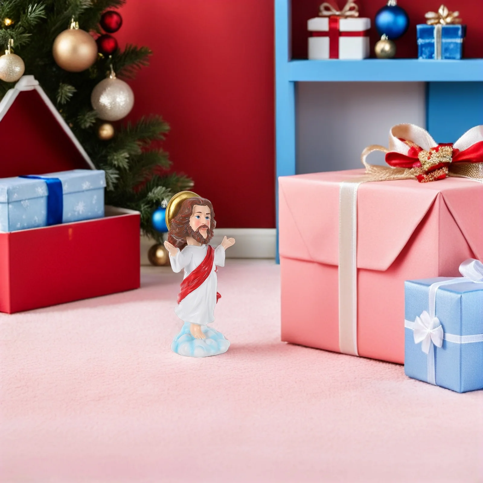 

Christmas Jesus Mini Resin Bobblehead Statue For Car Dashboard Desktop Decor Religious Holiday Ornament Auto Accessory