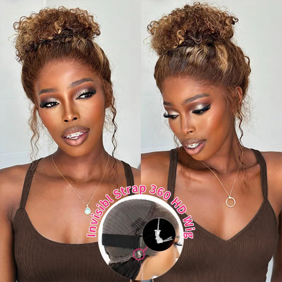 

Highlight 360 Full Lace Wigs Human Hair Pre Plucked Hd Deep Wave Frontal Wigs Invisible Drawstring Curly Human Hair Wigs 40 Inch