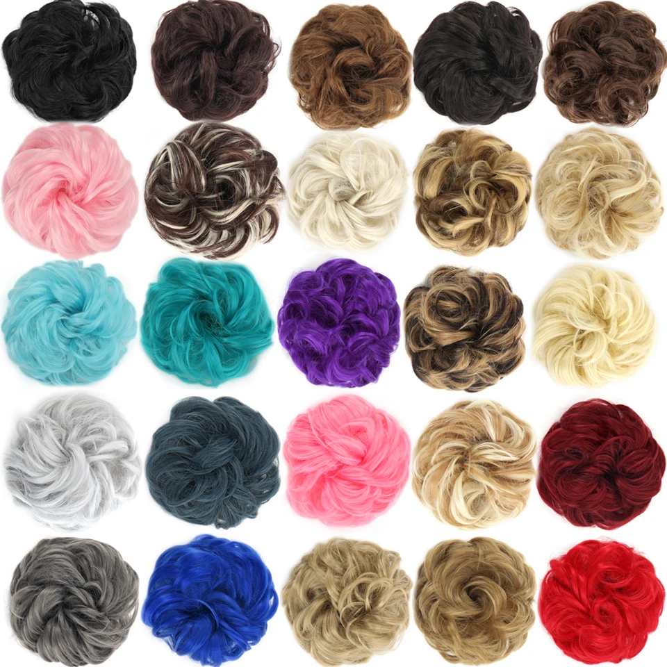 Synthetic Chignon Extension Messy Curly Chignon Hairpiece Hair Extensions Elastic Hair Rope Rubber Band Hair Accessories For Wom