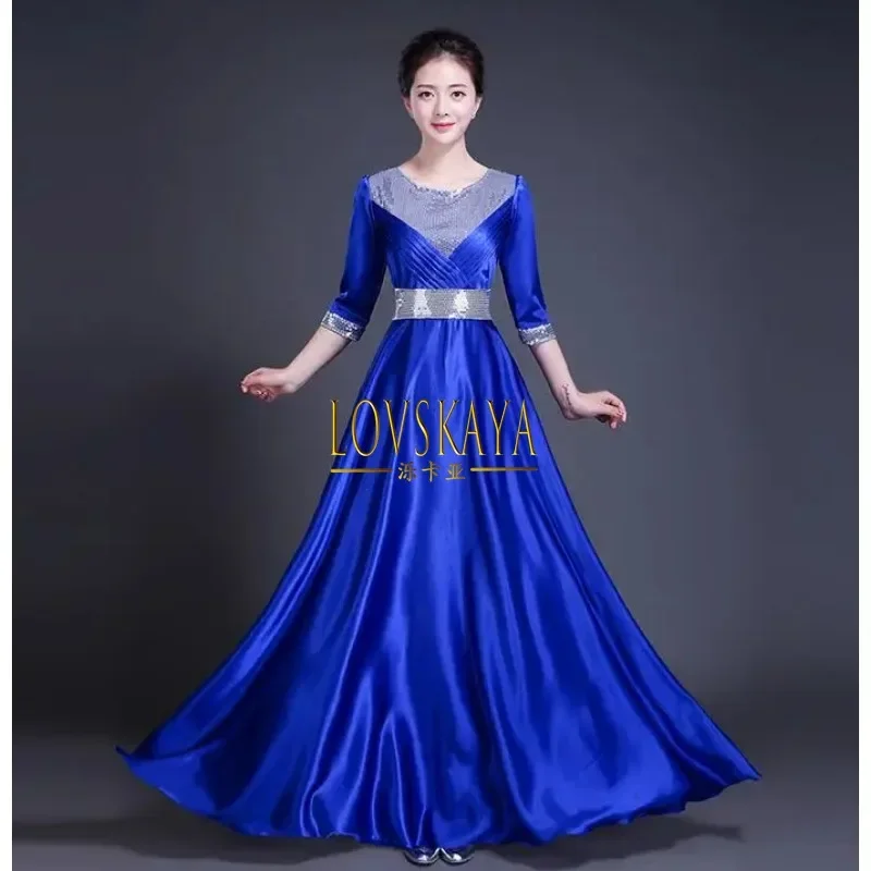 Women's  performance clothing female dress choral service dress middle-aged choir chorus costumes stage