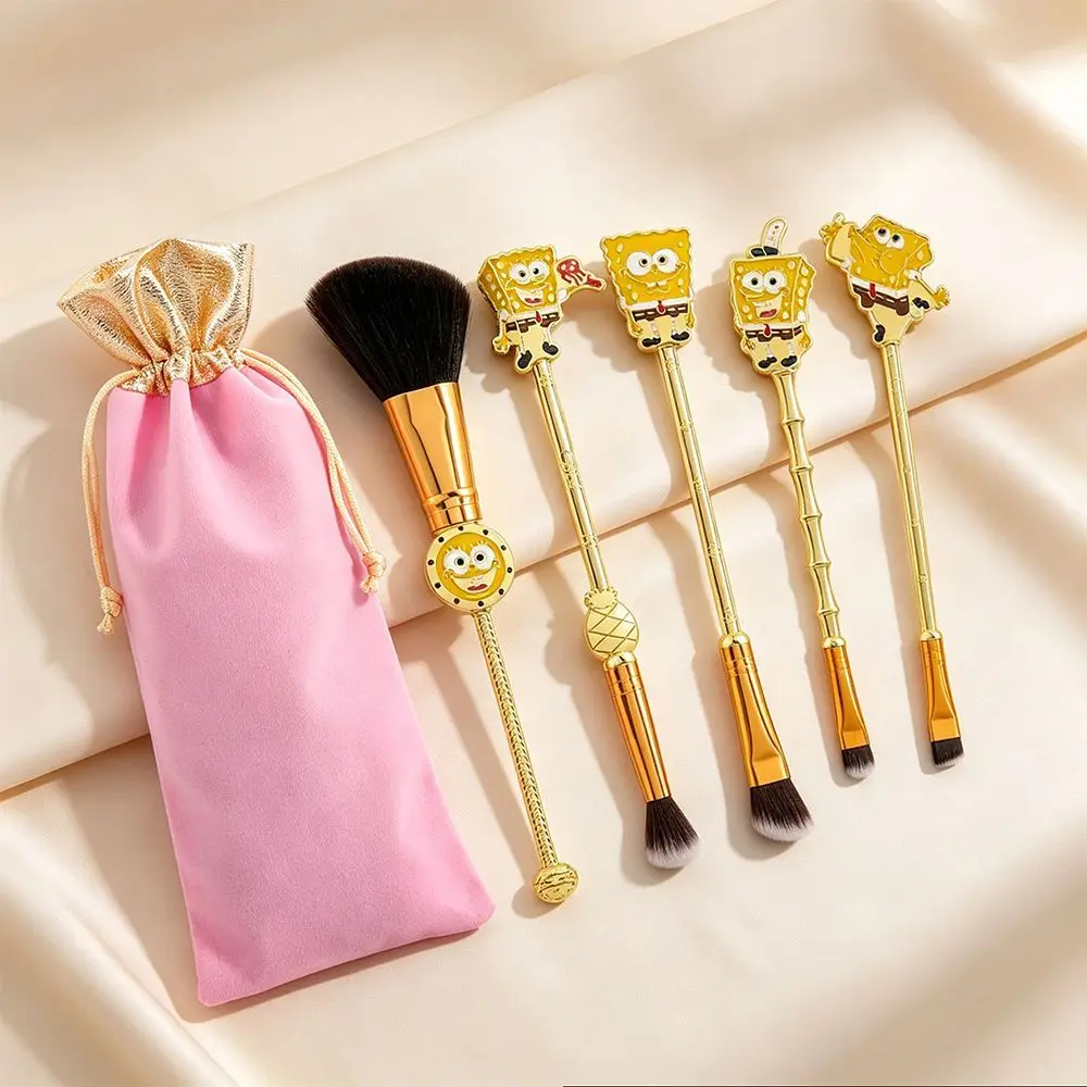 Makeup Brush Set Anime Spongebob Cartoon Yellow Portable Multi-Brush Makeup Specialized Tool Cute Soft Decoration Gift Box