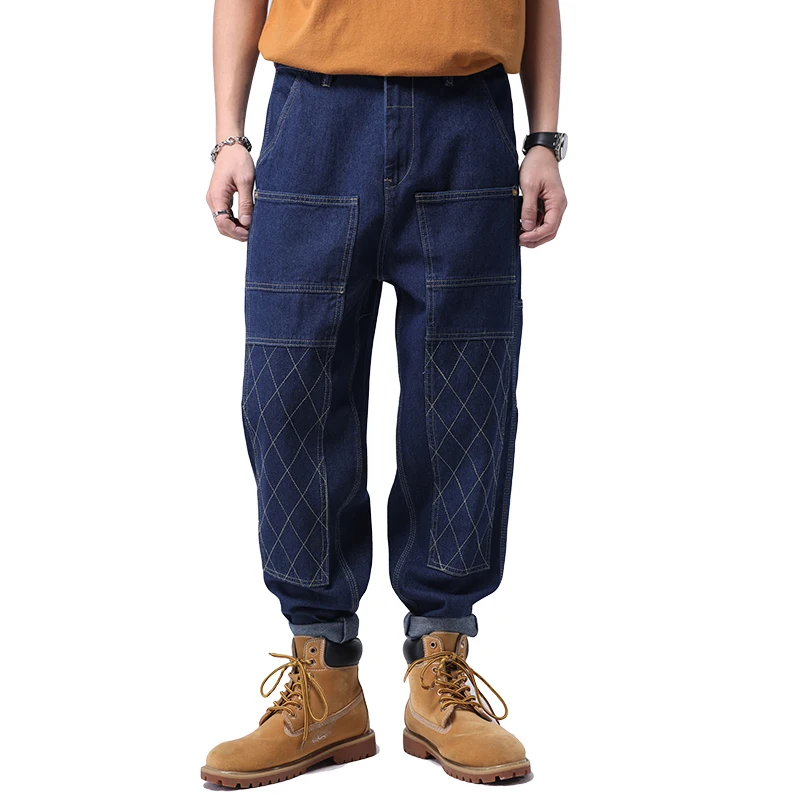 Baggy Jeans Men Japanese Streetwear Fashion Loose Casual Plus Size Wide Leg Harem Jeans Trouser Cityboy Denim Cargo Jeans Pant