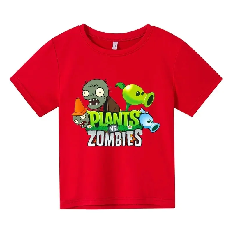 Fun T-shirt Men's and Women's Pvz Plants Vs Zombie Plants Vs Zombie 2 Printed Children's T-shirt Electronic Game Garden War Plan