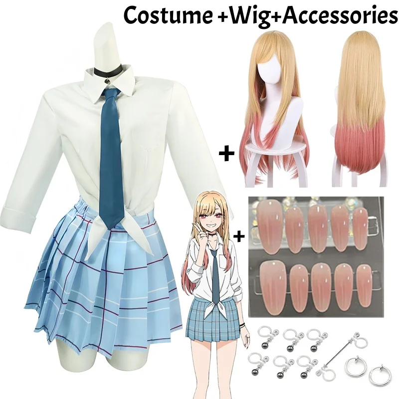 Kitagawa Marin Cosplay Anime My Dress Up Darling Kitagawa Marin Cosplay Kostüm Kleider Damen Japanische Schulmädchen Uniform COS