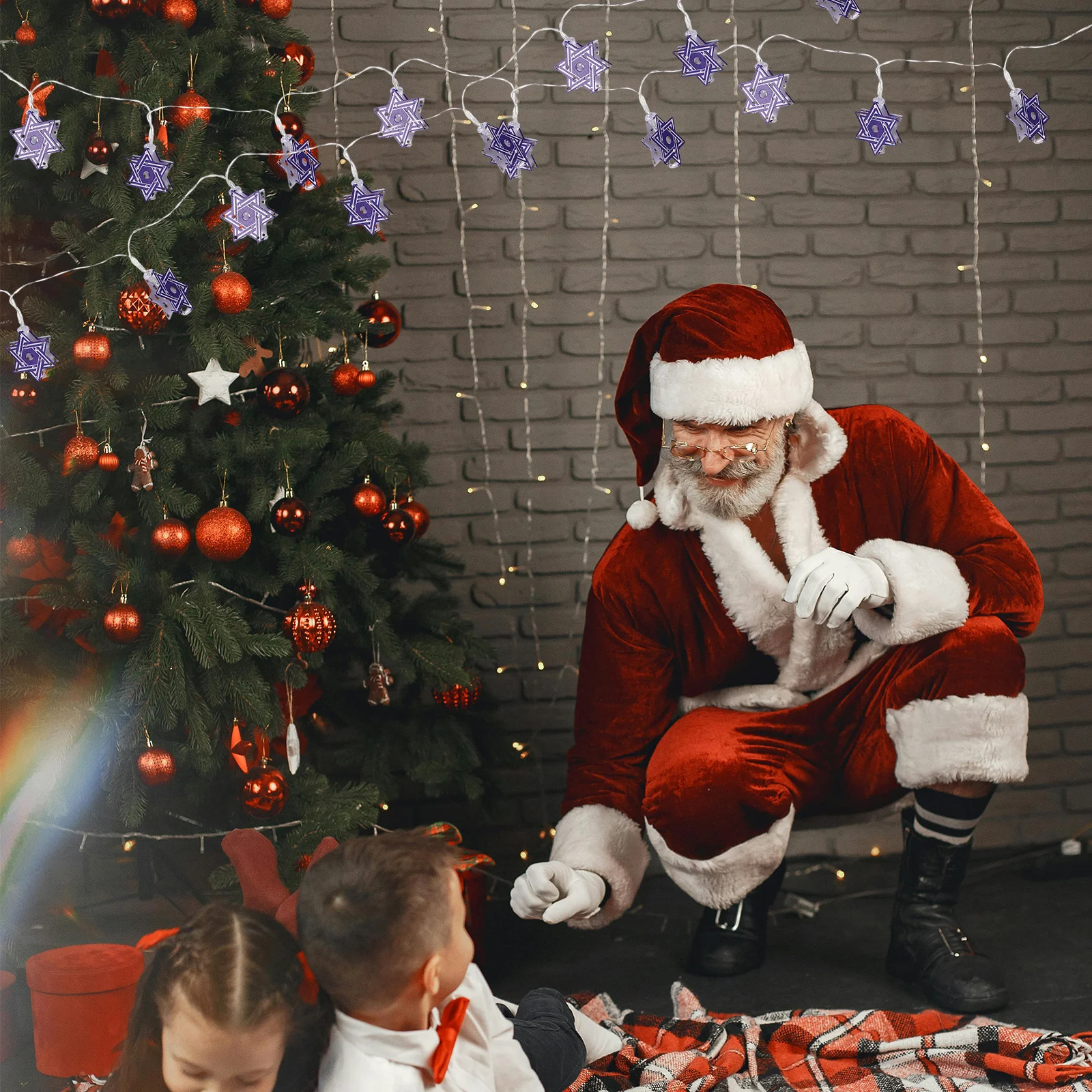 LED نجمة داود سلسلة أضواء أزرق أبيض مهرجان يهودي ديكور في الهواء الطلق داخلي هانوكا الاحتفال نجمة داود سلسلة أضواء #4