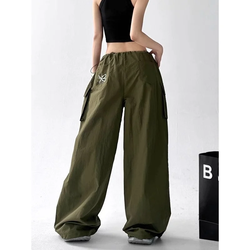 

Off 2025 Summer New American Sle Work Pants Women's Casual Loose Wide Leg Straight Leg Pants High Waist Polyester Cotton...
