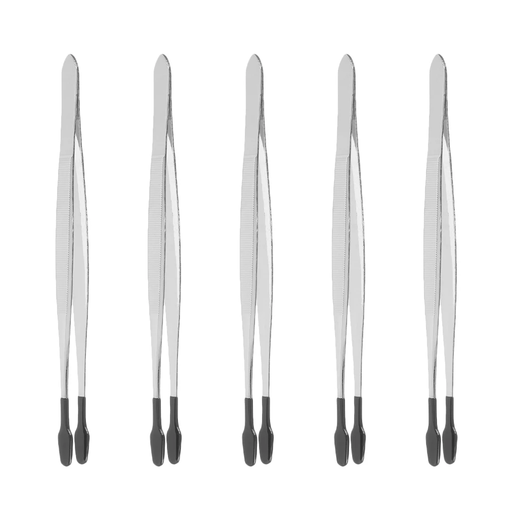 

5pcs Stamp Tweezers Clip for Lash Applicator False Eyelash Stainless Steel Jewelry Crafting Tools Portable Flat Head