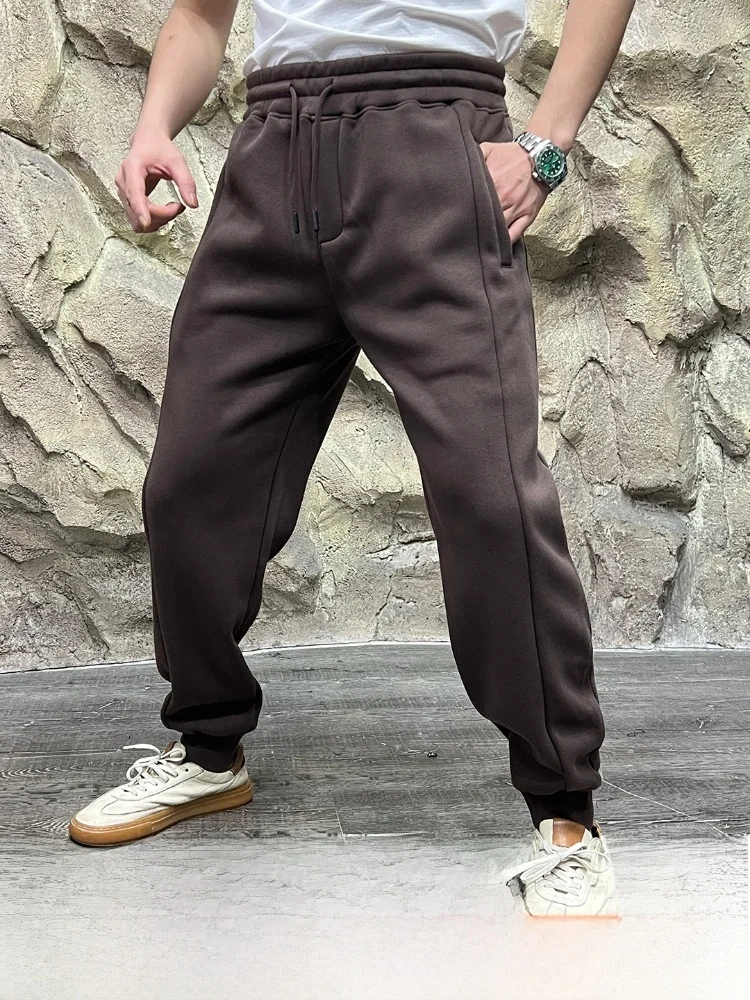 

Мужские повседневные спортивные брюки Thiened Warm Fce, осенне-зимние прямые брюки для бега из смеси хлопка и полиэстера, удобная посадка