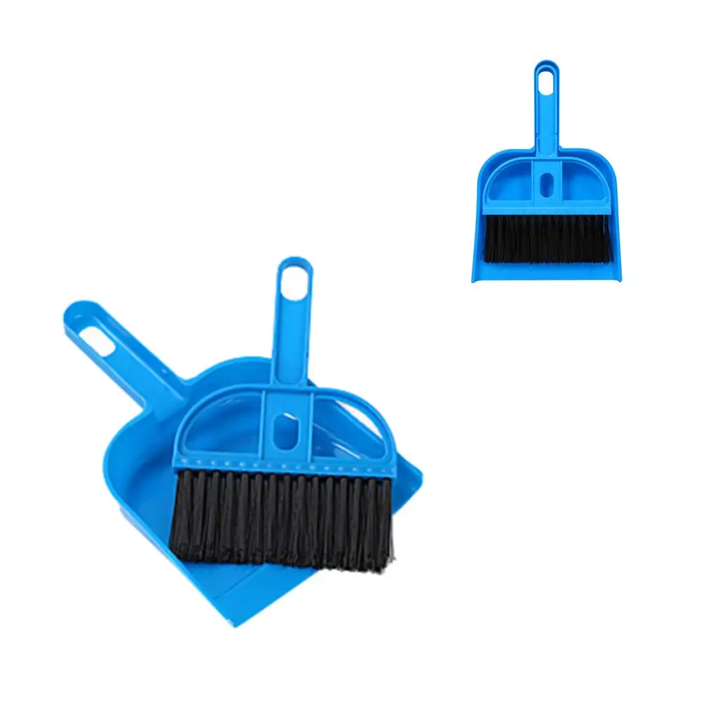 Small Dustpan Brush Set 1 Pcs, Blue Hand Sweeper for Home Table PC Laptop Cleaning, Lightweight