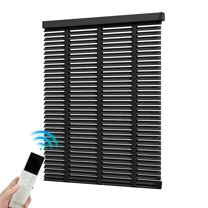 Factory Wholesale Price Customizable Shade Rechargeable Motor Remote Control Motorized Faux Wooden Venetian Blinds For Windows