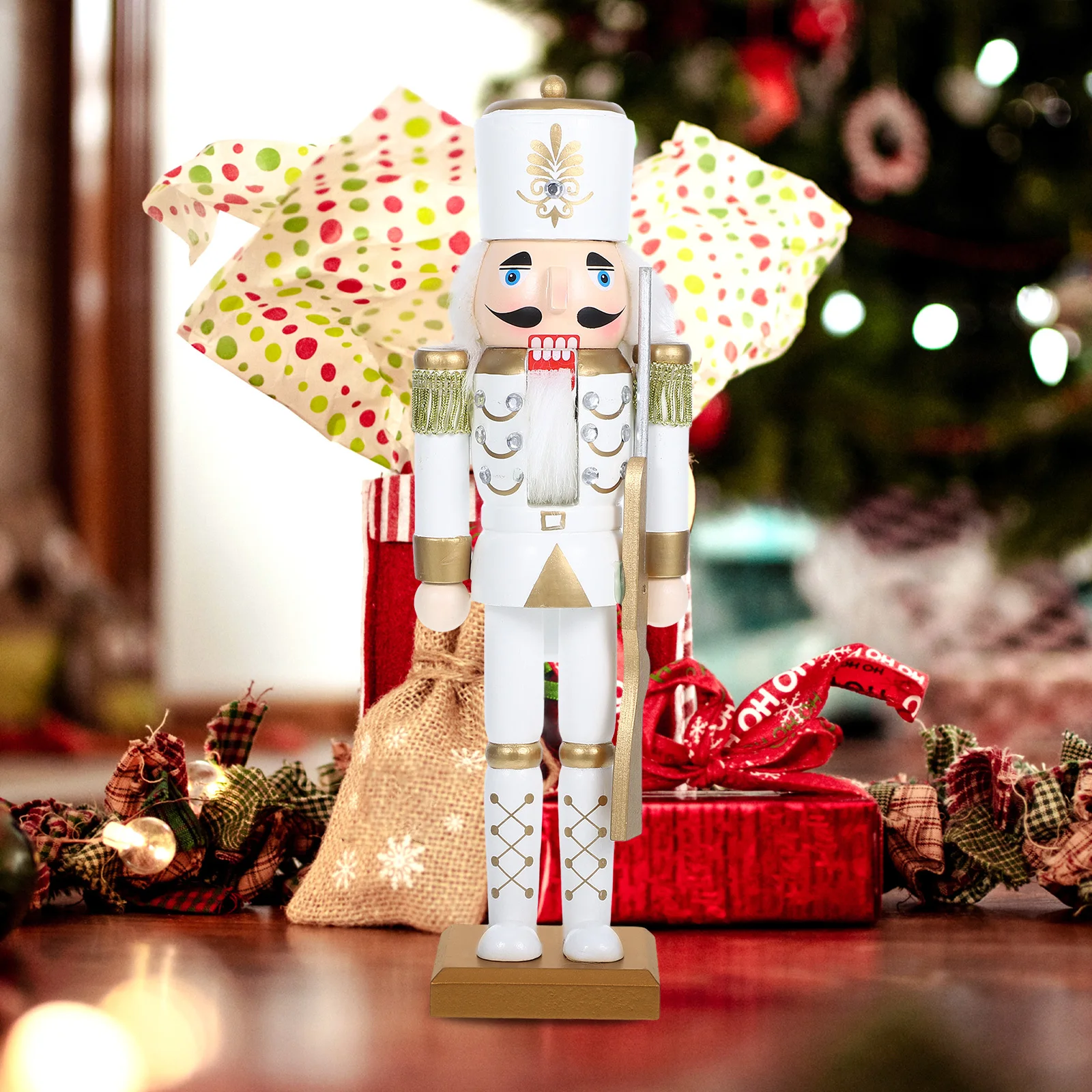 

Wooden Nutcracker Statue for Christmas Decoration Festive Home Accents Fireplace Shelves Window Sill Display Xmas Gift Unique