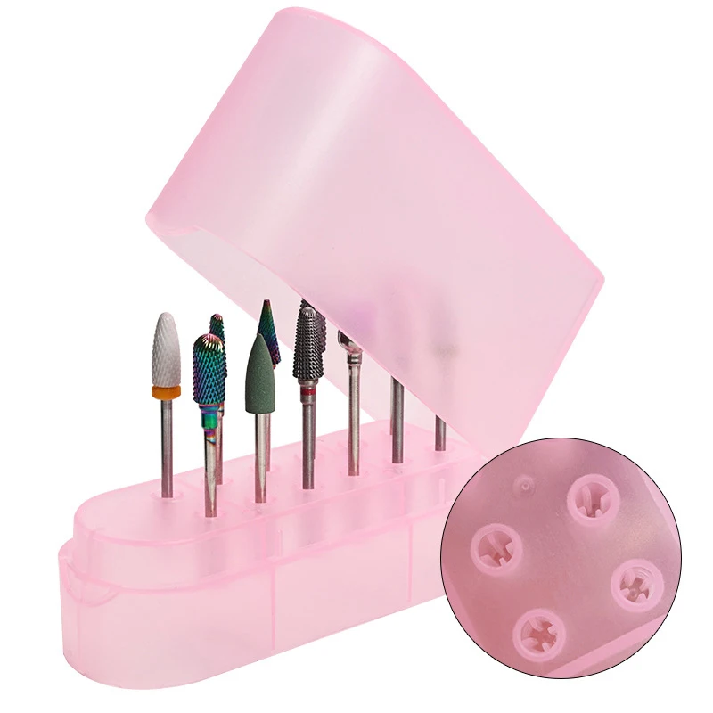 12 Holes Nail Drill Bits Storage Box Manicure Salon Grinding Head Holder Display Nail Art Accessory