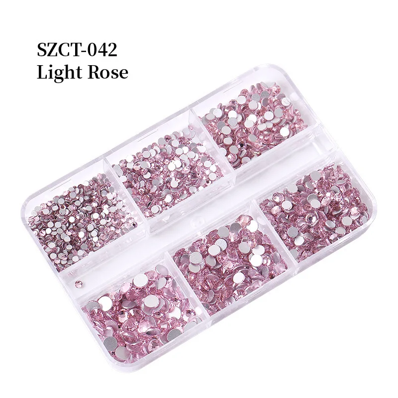 6grids SS6-20 Mixed Size Pink Bronze Silver Flatback Rhinestones Gems Flashing Diamonds 3D Nail Art Decorations Crystals