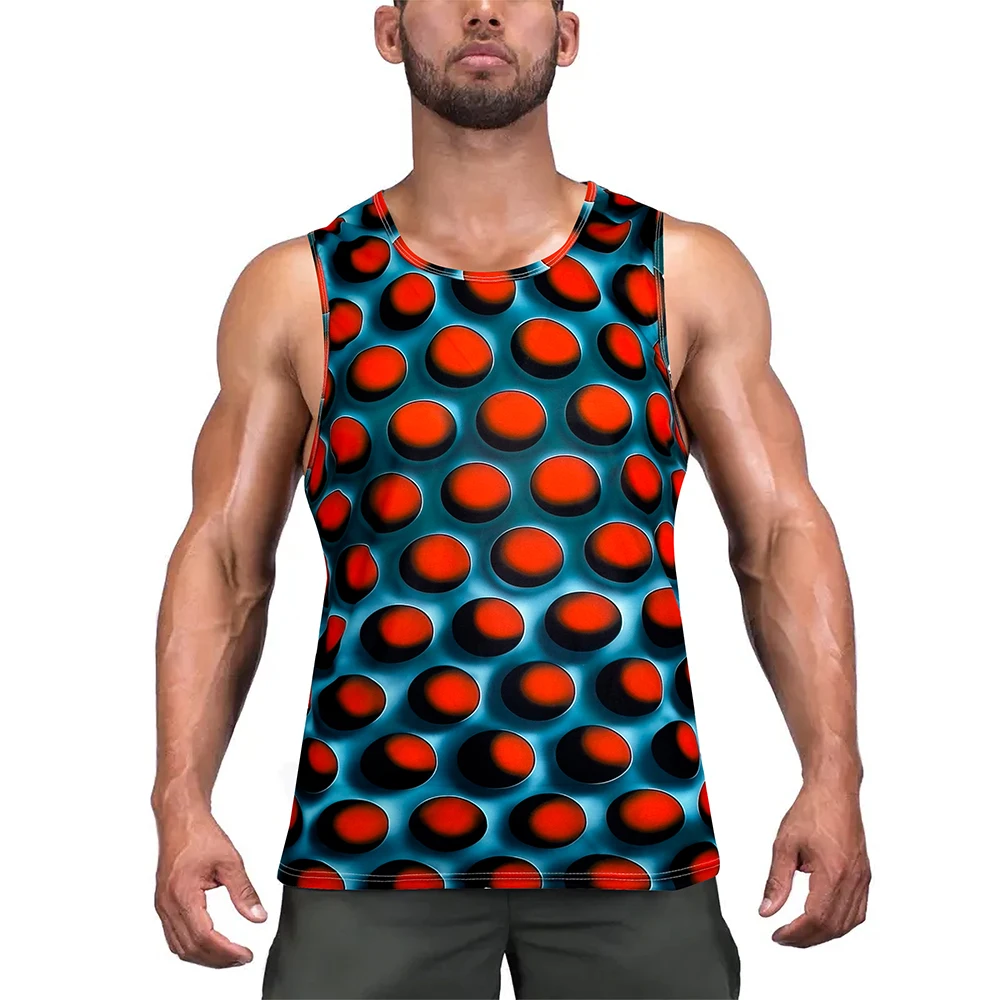 

2024 New Summer Fashion Men's Sleeveless T-Shirt Beach Print Men's Vest Light And Breathable Casual Vest