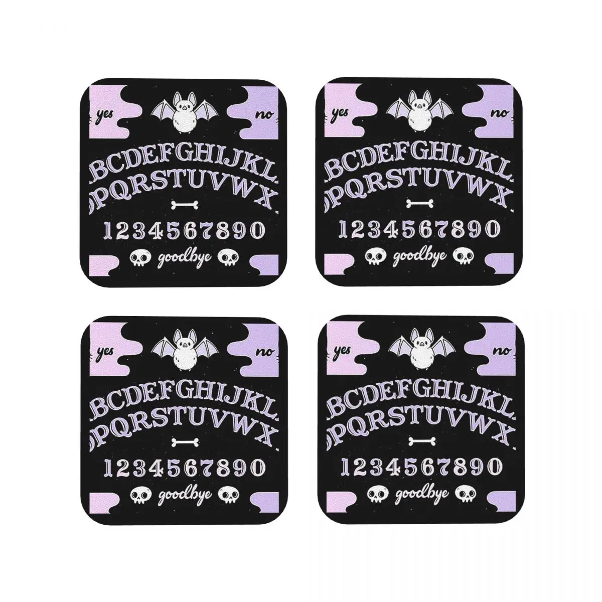 Cute Ouija Pastel Nikury Coasters Kitchen Placemats Waterproof Insulation Cup Coffee Mats For Decor Home Tableware Pads Set of 4