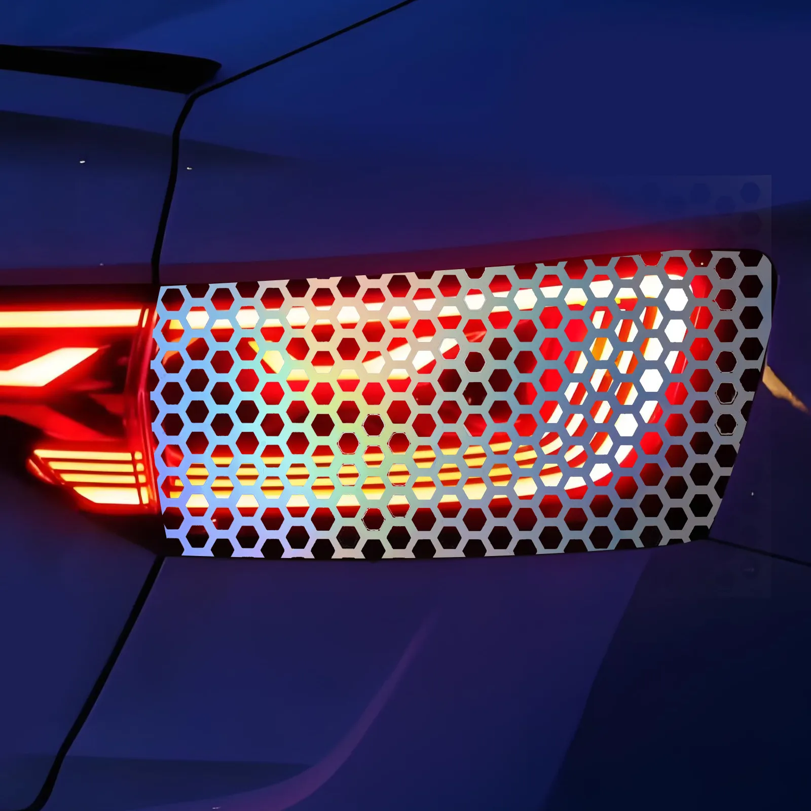 Universal Car Rear Tail Light Stickers Honeycomb Design Durable Self Adhesive Taillight Covers Easy Install Sun Protection