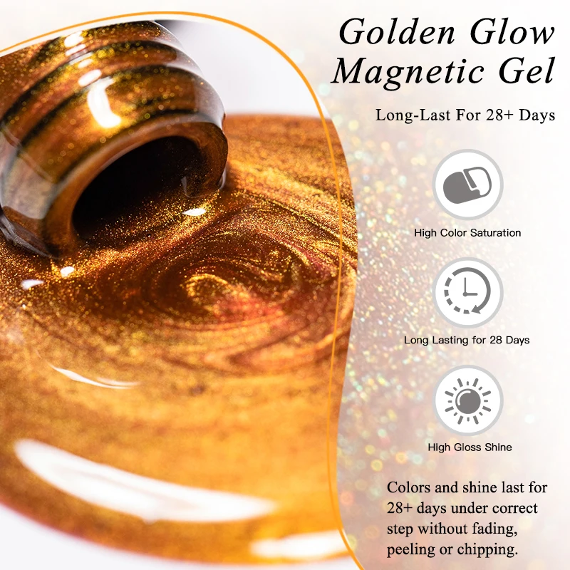 7ml 골든 글로우 캣 마그네틱 젤 젤 폴리쉬 글리터 마그네틱 젤 세미 퍼머넌트 소크 오프 UV 젤 바니쉬 네일 아트 네일 용품