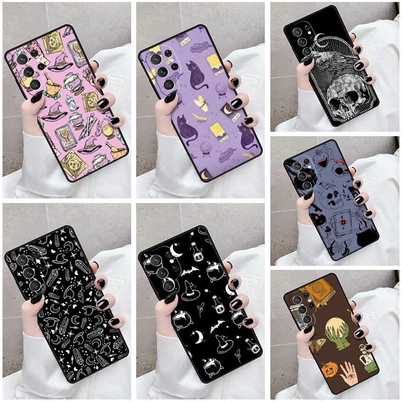 Phone Case For Samsung Galaxy S24 S23 S21fe S22 Ultra Plus Note 10 20 S8 S9 S10 Cover Skull Gothic Creepy Pastel Goth