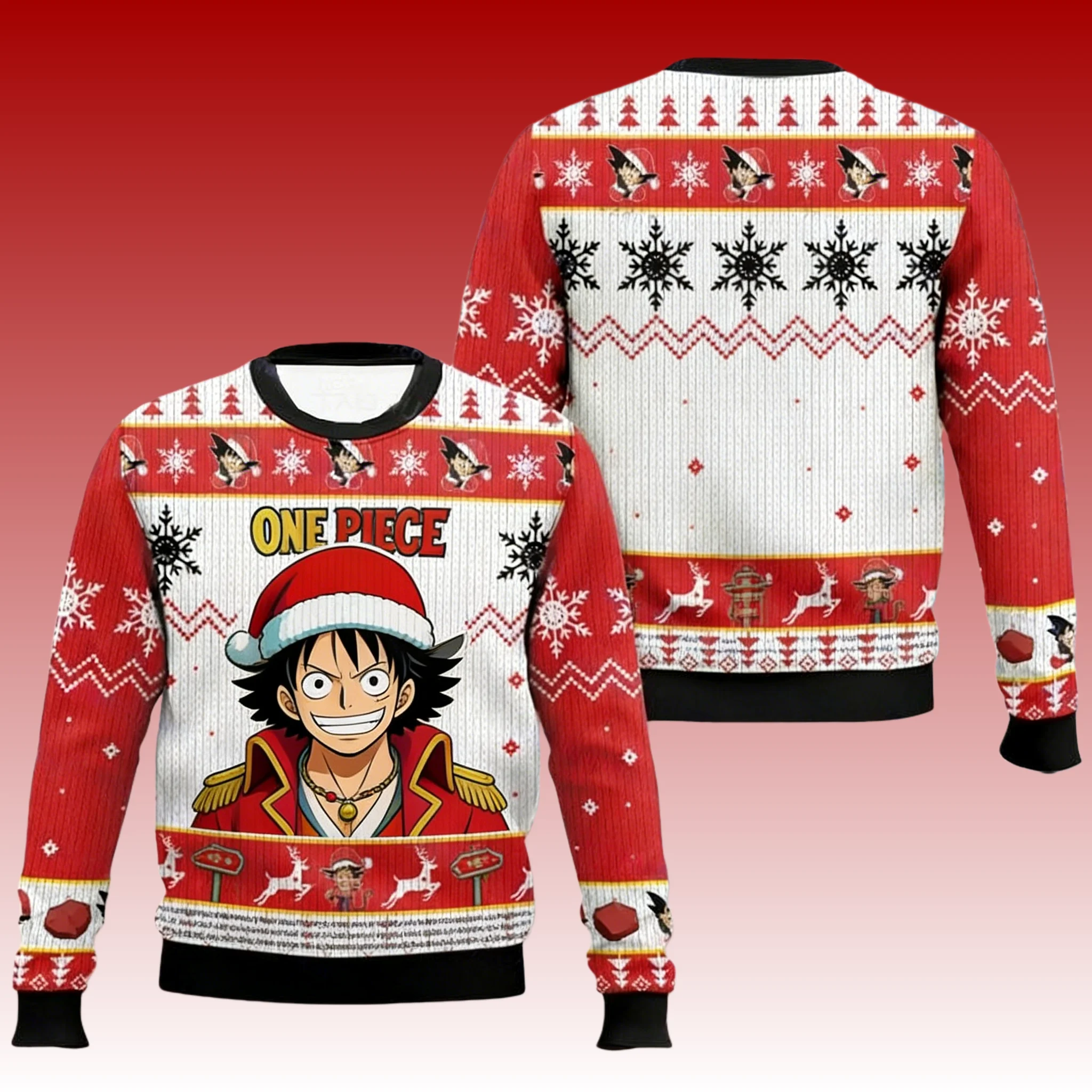 新しいセーター日本のアニメルフィゾロバンダイワンピース3Dパーカー、クリスマスジャージ、ラウンドネックシャツ男性と子供用スポーツ用