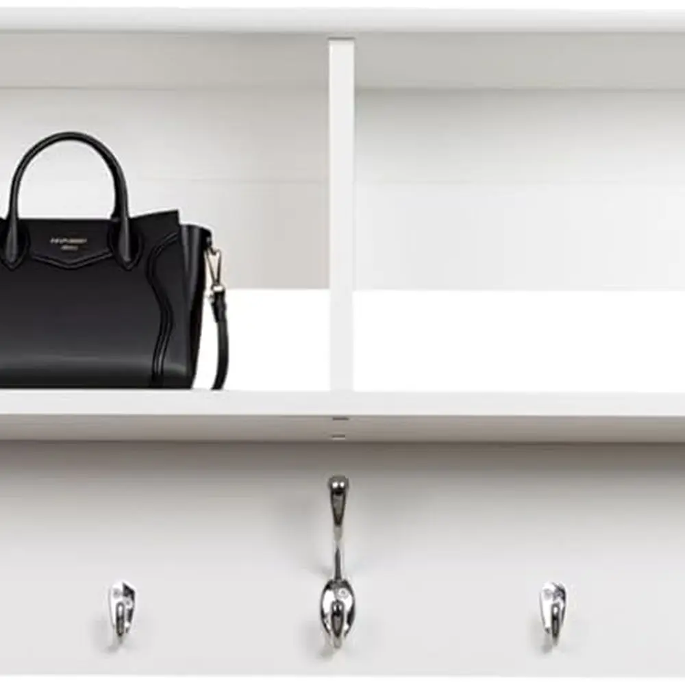 

60 Wall-Mounted Coat Rack with 4 Shelves, Perfect for Entryway, 11.5D x 60W x 16.5H, White
