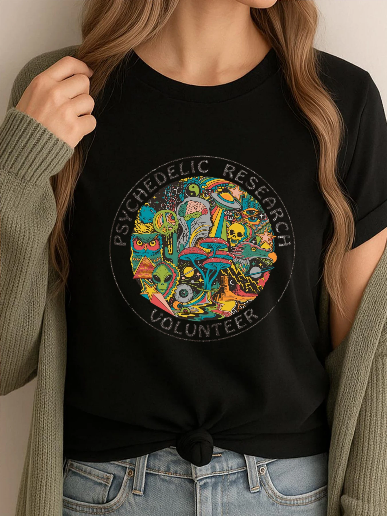

Newest Graphic Tshirt Psychedelic Research Volunteer Oversized T Shirt Men Streetwear Printed Clothes