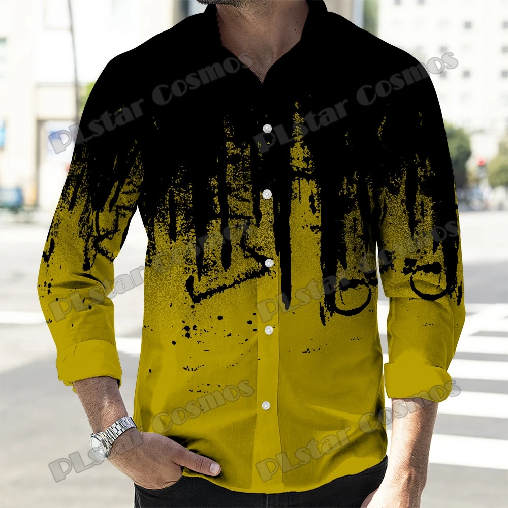 PLstar Cosmos Paint Graffiti Pattern 3D Printed Fashion Men's Long Sleeve Button Down Shirts Spring Casual Lapel Shirt CXS37