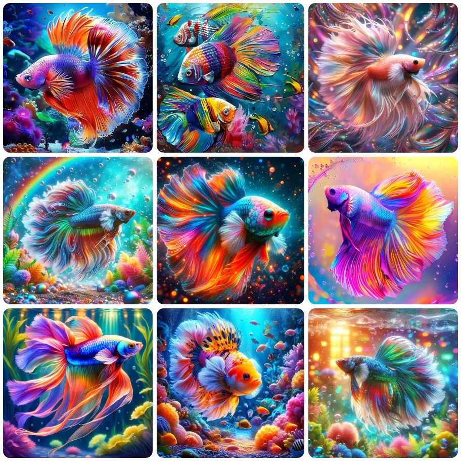 

Neon Betta Fish Jigsaw Puzzle, Vibrant Rainbow Siamese Fighting Fish in Underwater Scenes Puzzle Game Family Fun Puzzles