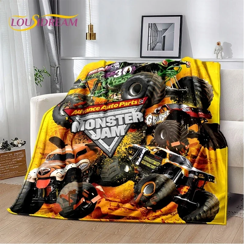 

Monster Truck 3D Monster Jam Cartoon Soft Flannel Blanket for Bed Bedroom Sofa Picnic,Throw Blanket for Outdoor Leisure Nap Gift