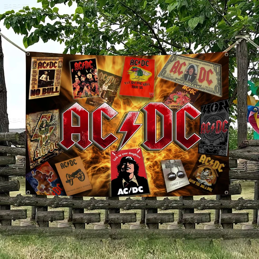 Rock Singer A-AC D-DC Band High End Quality Banner Printing Artistic Atmosphere Style Camping Flag