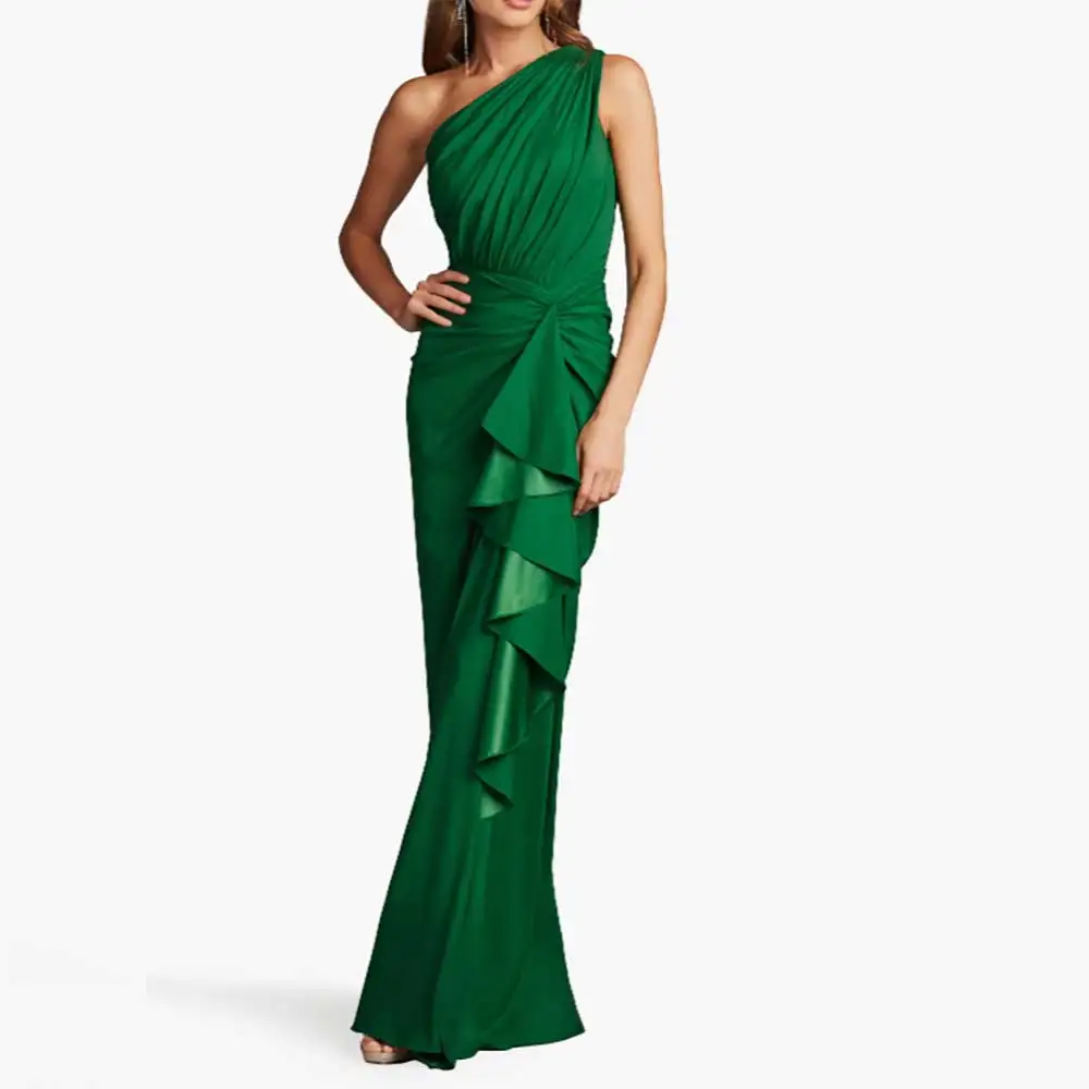 

Women's Elegant Evening Dresses Prom Dresses Formal One Shoulder Pleated Ruffle Sleeveless Straight Fashion 2025 Customized