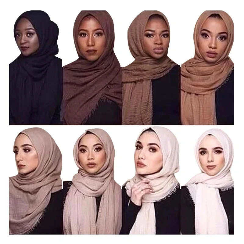 10 Pieces/Lot Cotton Headband Hijabs Scarves Women Soft Solid Hijab Muslim Muffler Shawls Big Pashmina Wrap Hijab Scarves