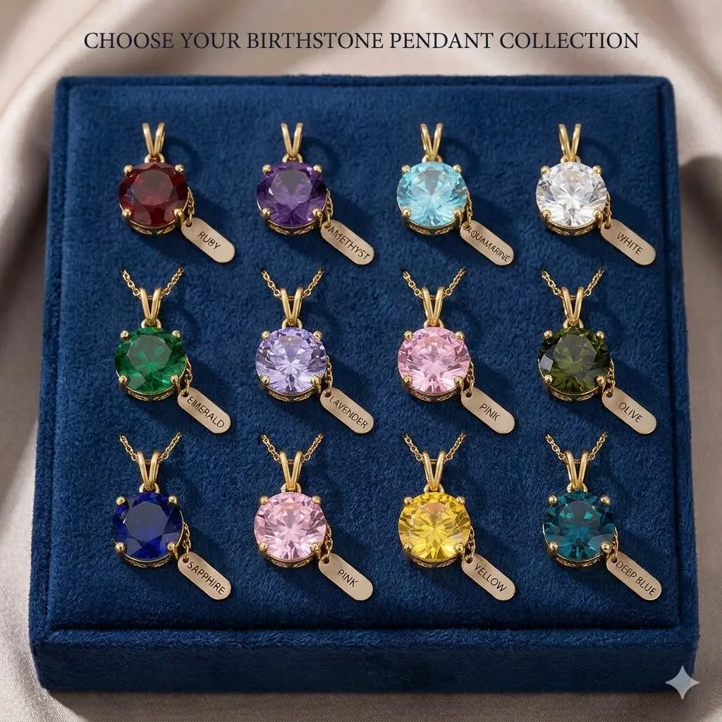 St-Delan Birthstone with 6MM Zirconia Pendant Charm Stainless Steel Birthstone Pendant Necklace Role Play Jewelry DIY Pendant