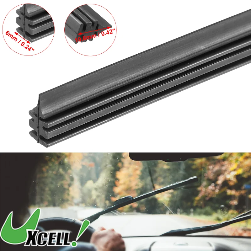UXCELL 4 Uds. Recambios universales de limpiaparabrisas de coche tiras de goma sin hueso 10,6mm * 6mm 14/18/19/20/21/22/24/28/32 pulgadas