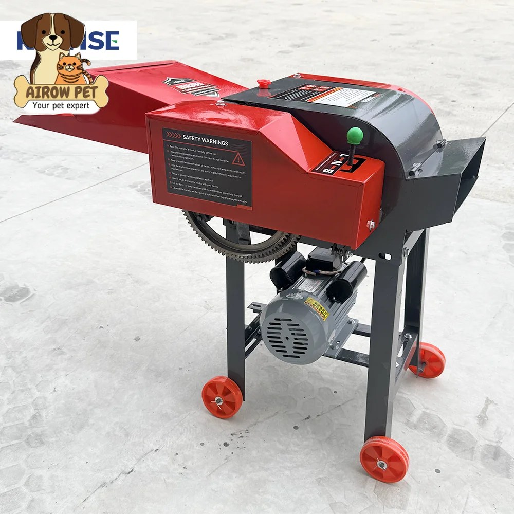 AIROW Mini Straw Cutter Machine with Powerful Motor for Corn Stalk Grass and Cattle Feed Processing