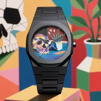 Nuevo Reloj artístico creativo para hombre, reloj de cuarzo con esfera de calavera de Color moderno, reloj deportivo para hombre resistente al agua