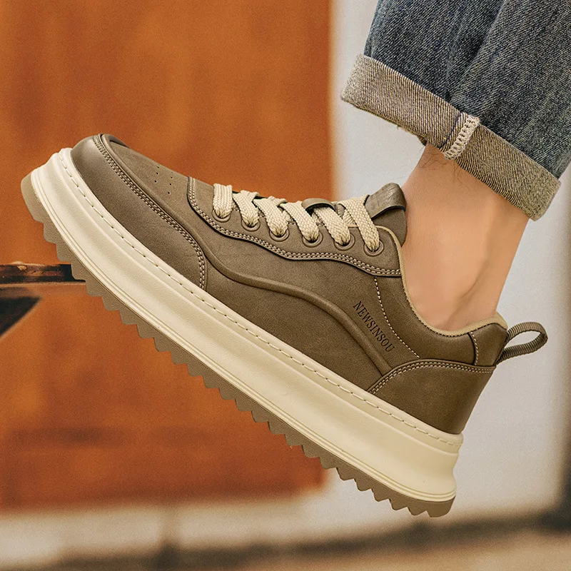

Men's shoes 2026 spring new trendy brand versatile thick soled casual board shoes soft soled sports leather shoes