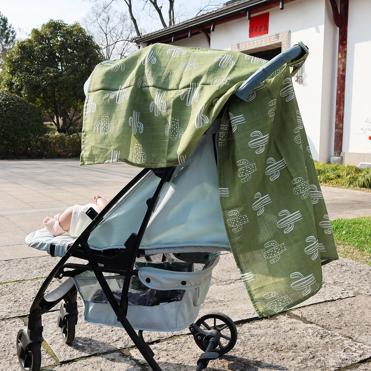1 قطعة 90*114 سنتيمتر الخيزران القطن غطاء عربة أطفال ، غطاء مظلة مقعد السيارة ، غطاء سلة حمل عالمي للبنين والبنات