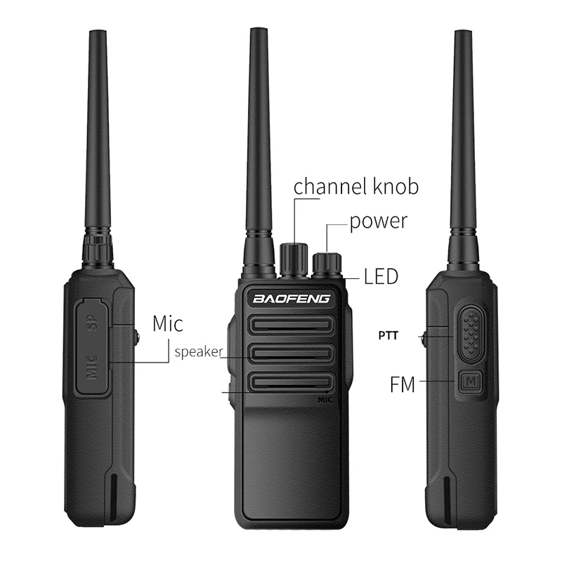 2PCS BaoFeng Walkie Talkie BF-1904 High Power Professional Penetrating Radio Supports Type C Charge Long Range Powerful Portable