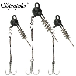 Spinpoler Pike Stinger Fishing Rig Jighead With Coil Spring Screw Connector Set For Soft Bait Shad Steel Treble Hook Bass Perch