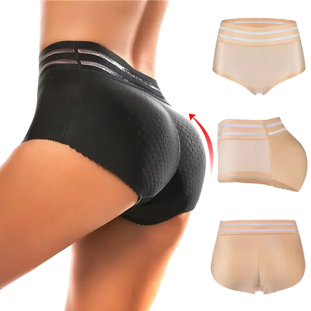 Damen-Bodyshaper mit Gesäßpolster, mittelhohe Taille, Hüftpolster, Po-Former Unterwäsche mit Füllung, Shapewear-Slips für einen größeren Po