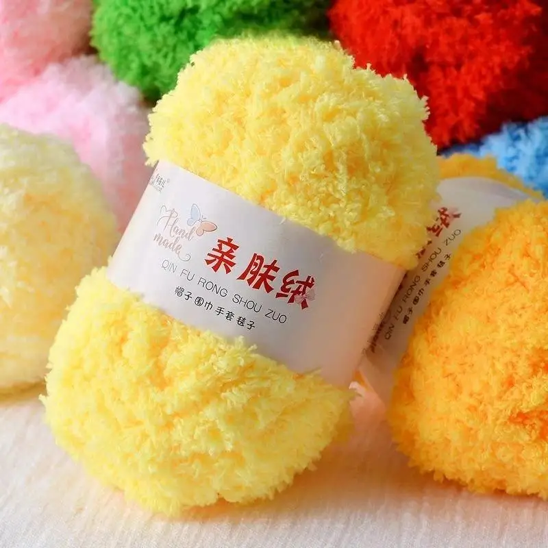50g Velvet Yarn Plush Yarn For DIY Hand Knitting Crochet Crafts Bag Hat Doll Sweater Wool Soft Thin Colorful Coral Chenille Yarn