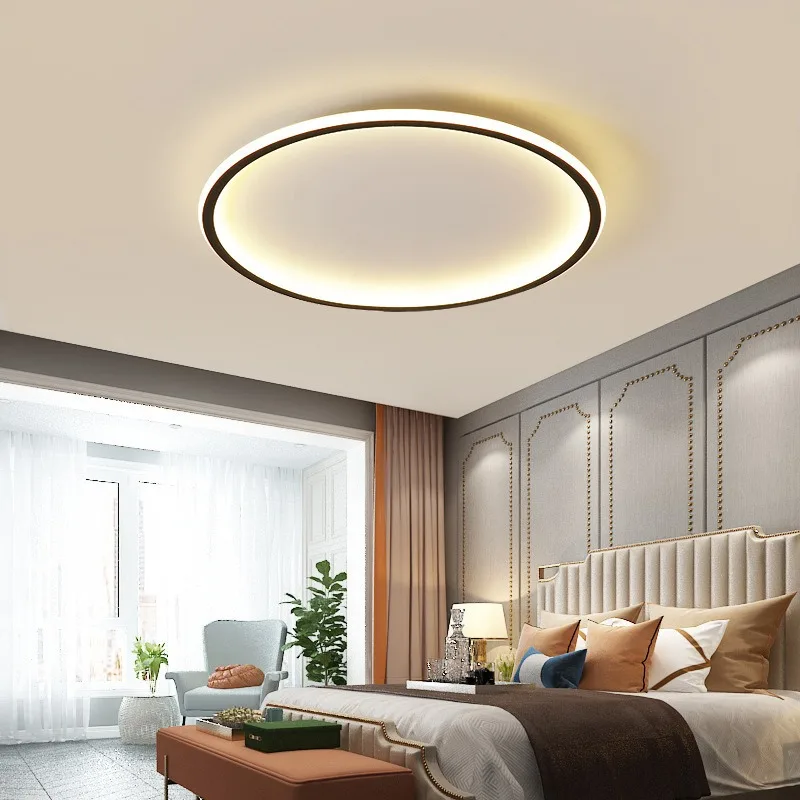 2023 New Edge Emitting Minimalist Thin Ceiling Lamp Black White LED Decorative Lighting Fixtures Ceiling Lights for Living Room