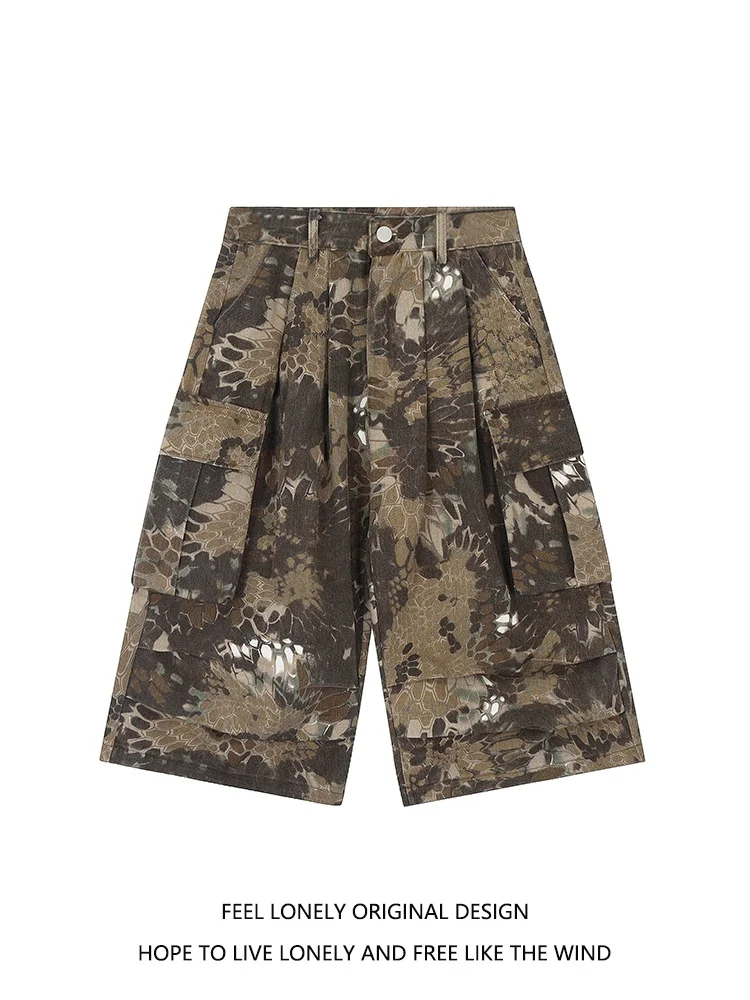 

Камуфляжные джинсы High Street, летние новые трендовые брендовые универсальные широкие брюки Seven-Quarter, универсальные повседневные молодежные брюки...