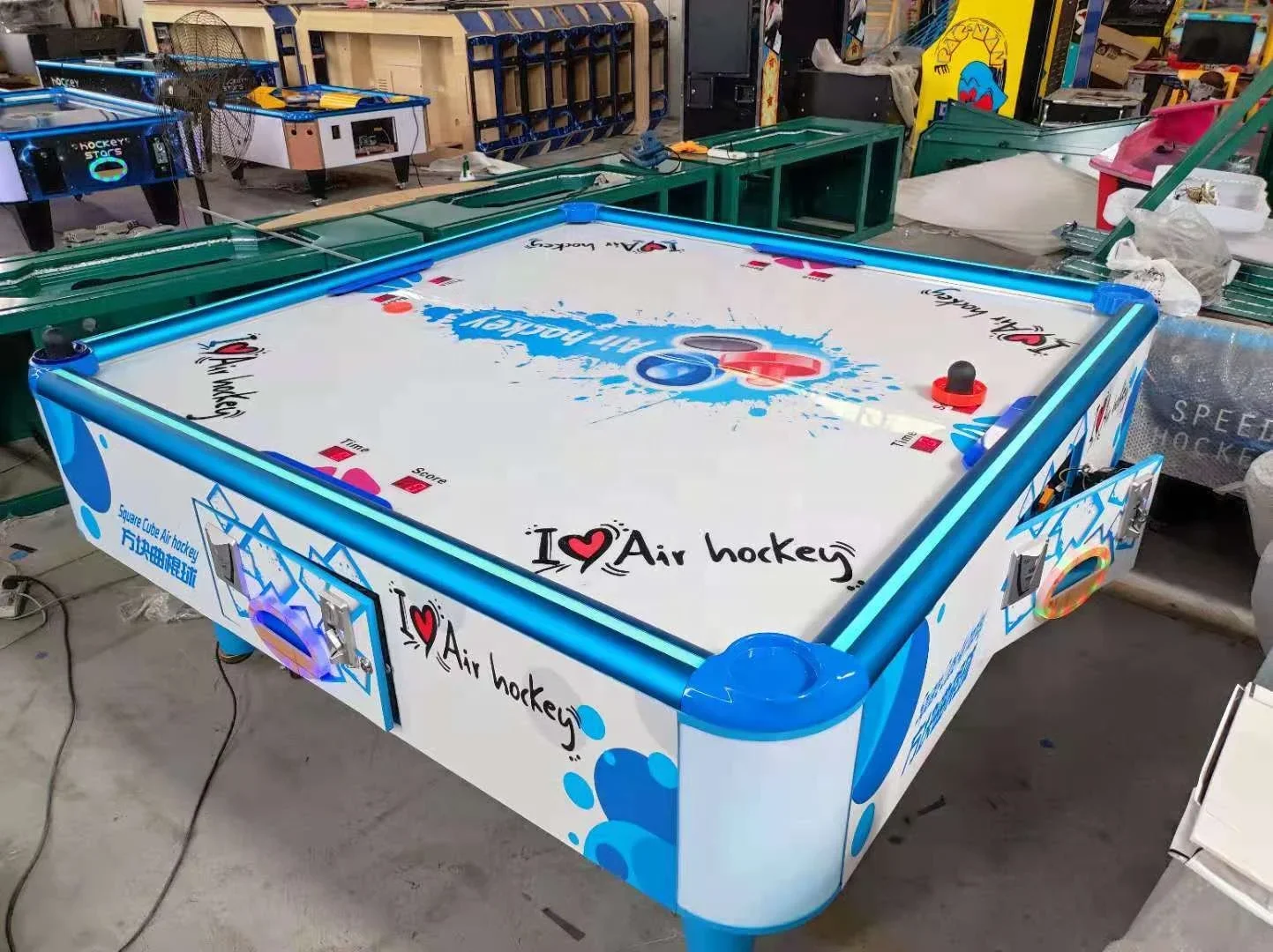 2026 Hot Sale Coin Operated Air Hockey Table Adult Square Cube Hockey Redemption Machine for 4 Players Amusement