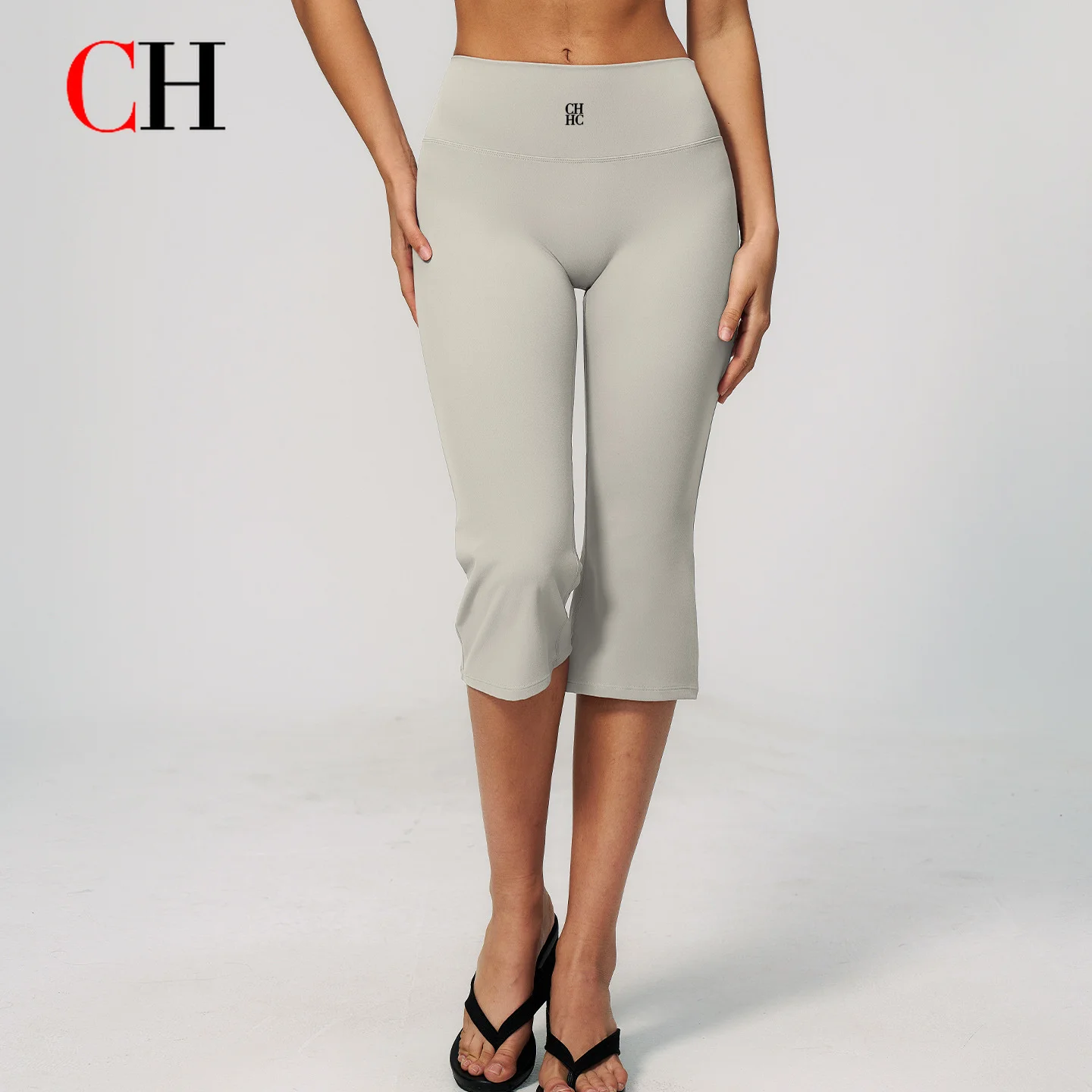 CH Women High Waist Capri Yoga Pants Flare Leggings Cropped Workout Trousers Fitness Gym Stretch Sports Activewear