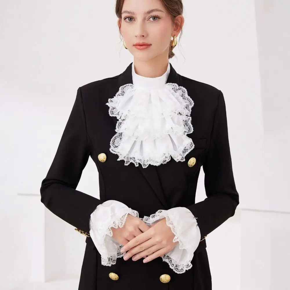 Detachable Renaissance Collar Vintage Elegant Elizabethan Neck Ruff Layered Victorian Costume Ruffled Collar
