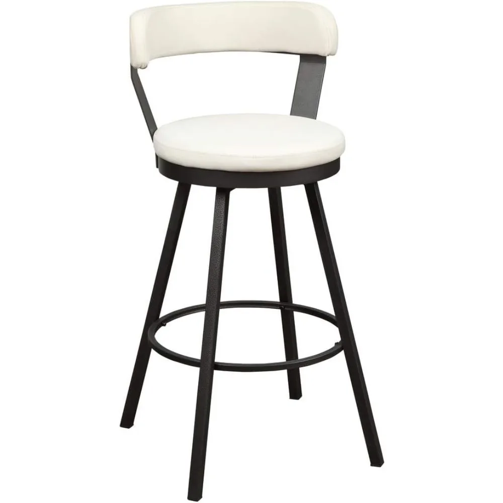 

Appert Counter Swivel Bar Stools, Upholstered Faux Leather Seat, Back, Metal Frame, Legs, Footrest Pub Height Chair (set Of 2),