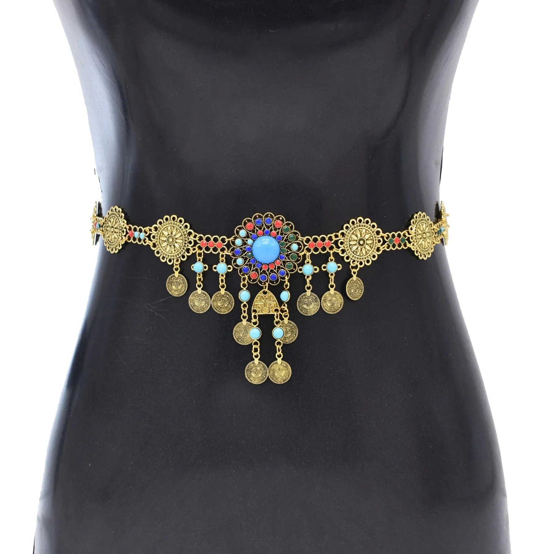 Fashionable Bohemian Style Charm Alloy Blue Crystal Body Waist Chain Women's Party Jewelry Gift - view 3