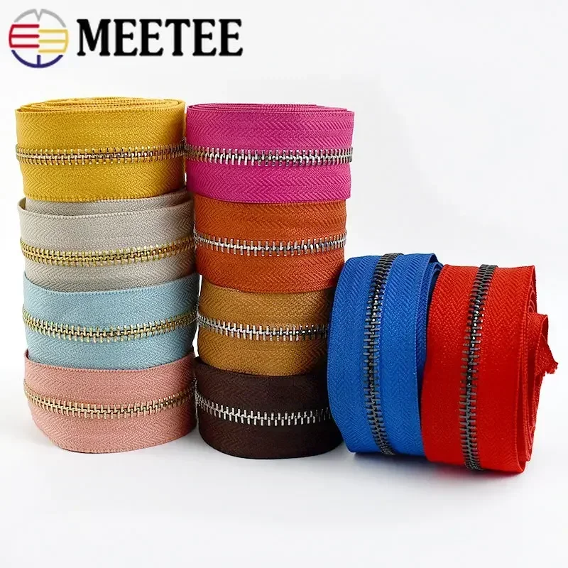 5Yards 5# Metal Zippers Tape For Sewing Bag Zipper By The Yard Backpack Coat Clothes Zips Repair kit DIY Garment Accessories