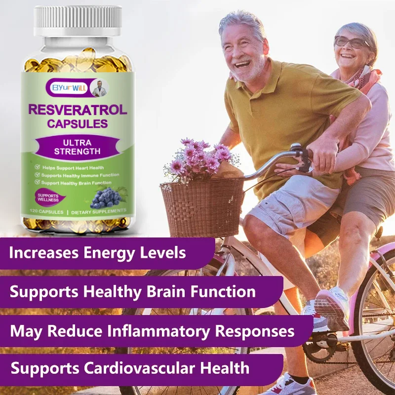 Resveratrol Capsules Support Joint & Cardiovascular Health, Antioxidants, Improve Immunity, and Promote Smooth Skin, Anti-aging